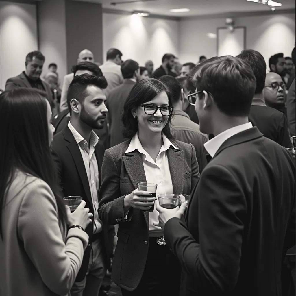 Evento de networking con profesionales interactuando